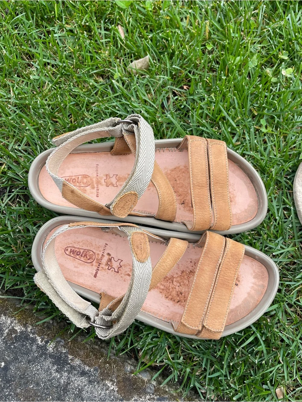 Wolky Jewel Leather Walking Sandals Tan Beige Adjustable Comfort Eu 38 US 7-7.5